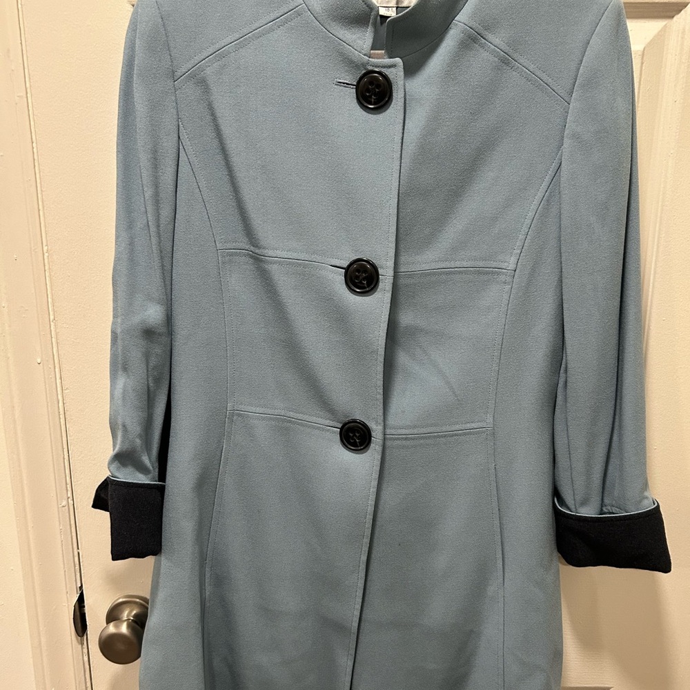 Stylish Blue Coat with Black Accents
